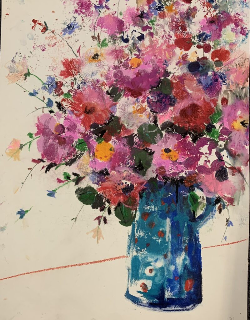 Flowers in Blue Jug