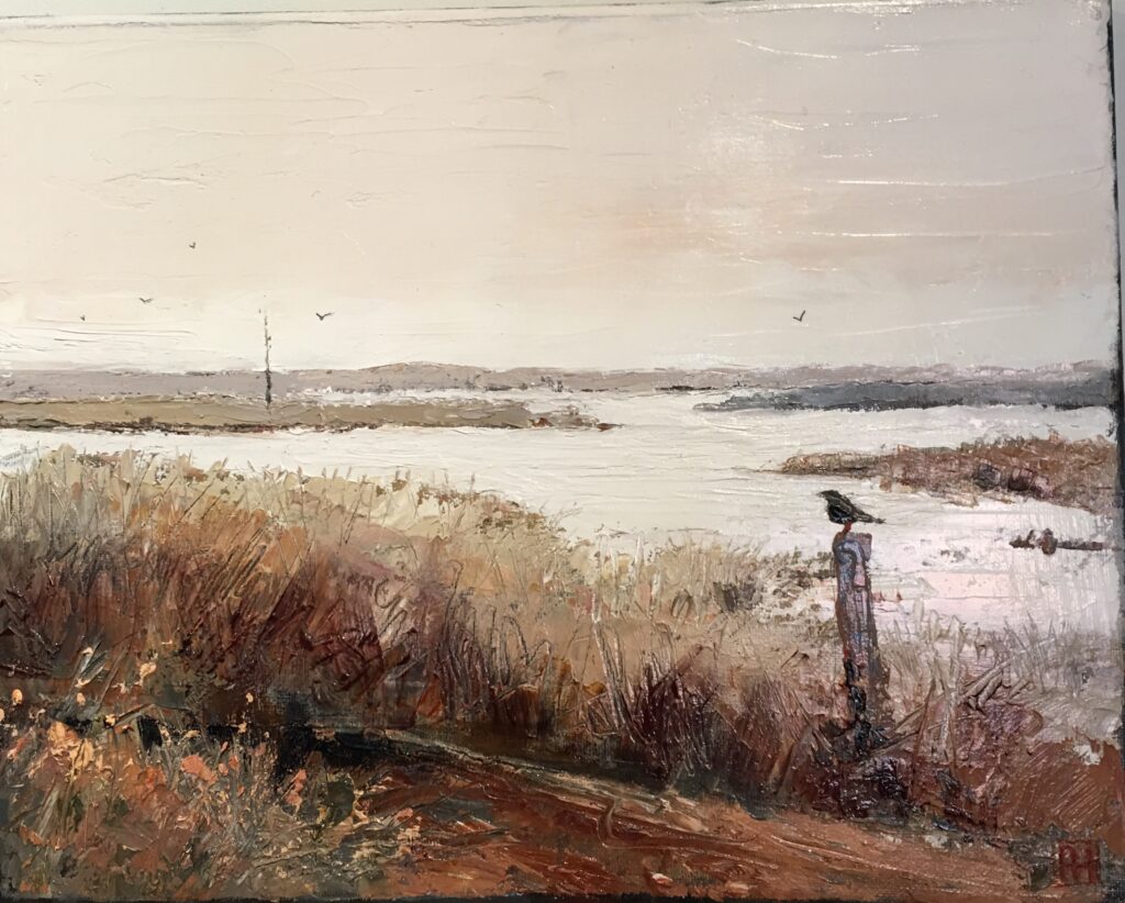 artwork annie herron oil landscape bird grasses water