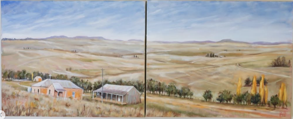 On the edge of the Monaro, oil on board, art work by Annie Herron