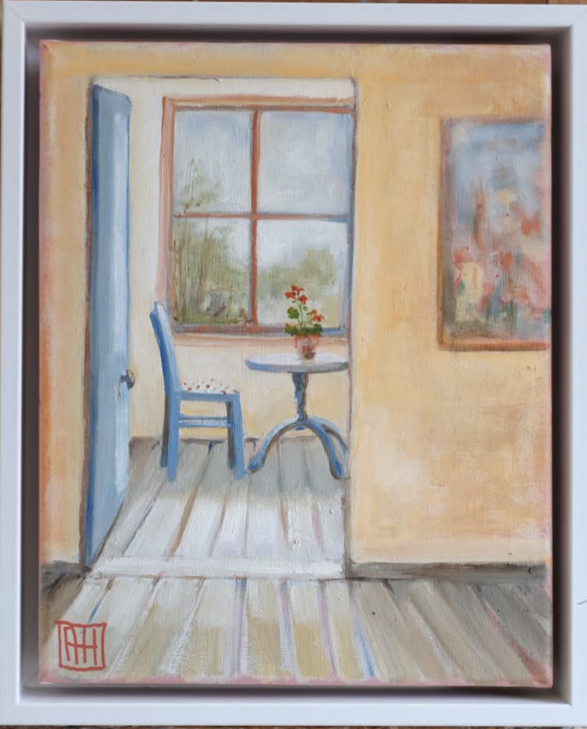 artwork by Annie Herron, oil on canvas titled The Blue Door