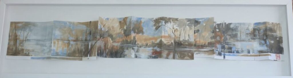 artwork by Annie Herron, gouache on paper, titled Marshlands